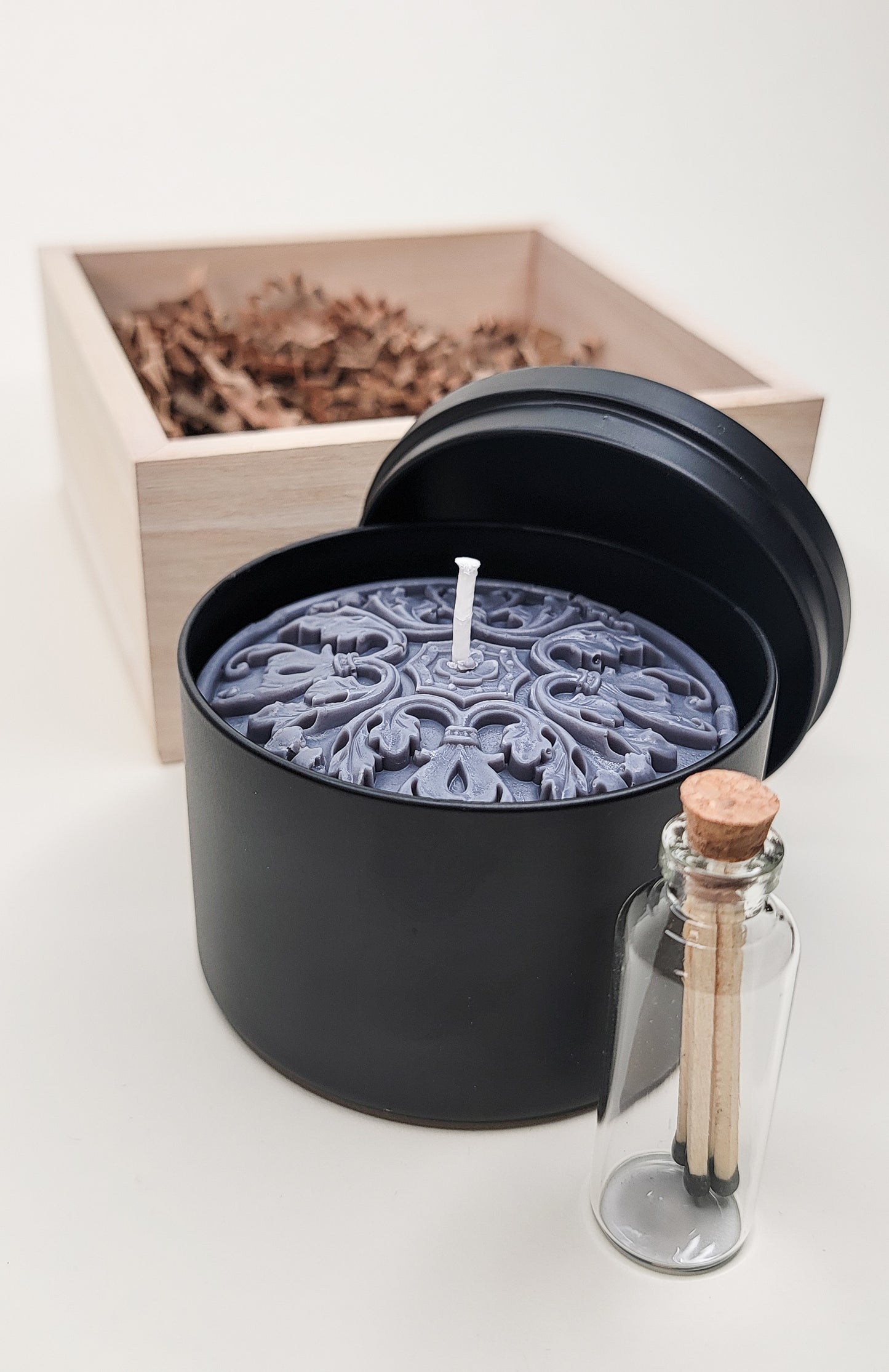 Ornate Candle Tin Box